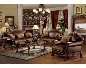 Acme Furniture Dresden Livingroom Set in Brown PU and Chenille