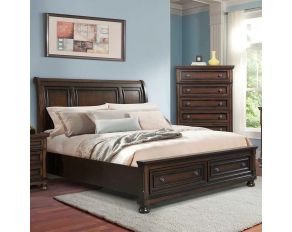 Kingston King Bed with Storage Footboard in Walnut Finish