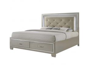 Platinum Queen Storage Bed in Champagne Finish