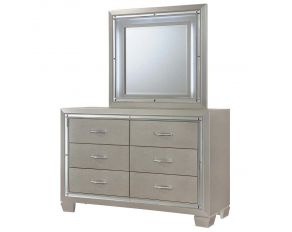 Platinum Youth Dresser with Mirror in Champagne Finish