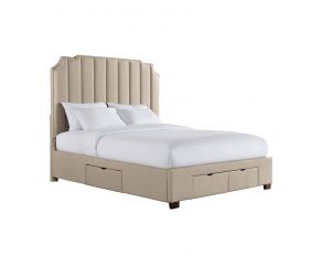 Harper King Upholstered Bed with Storage in Sand Finish