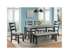 Martin 6-Piece Dining Set in Grey and Black Finish