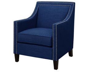 Erica Accent Chair with Chrome Nails in Blue Finish