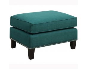 Erica Ottoman with Chrome Nails in Aqua Teal Finish