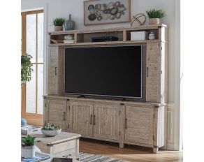 Foundry 96 Inch Console and Hutch in Weathered Stone