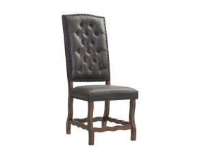 Gramercy Curved Leg Side Chair in Weathered Brown Finish