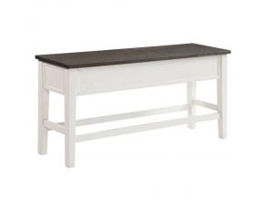 Kayla Counter Height Storage Bench in Antique White and Grey Finish