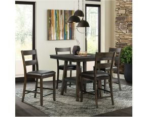 Laredo 5-Piece Counter Height Dining Set in Dark Brown Finish