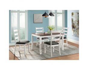 Martin 5-Piece Dining Set in Dark Brown and White Finish