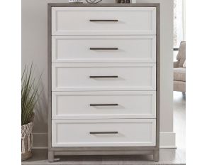 Palmetto Heights 5 Drawer Chest in Two Tone Shell White and Driftwood Finish