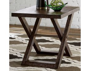 Crossroads End Table in Russet Brown Finish