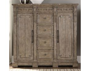 Town and Country 4 Drawer 2 Door Chest in Dusty Taupe Finish