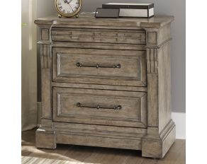 Town and Country 3 Drawer Nightstand with Charging Station in Dusty Taupe Finish