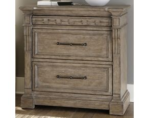 Town and Country Bedside Chest with Charging Station in Dusty Taupe Finish