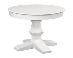 Cottage Traditions Round Pedestal Table with 18 Inch Leaf in Clean White Cottage Finish