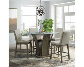 Dapper Round Counter Height Dining Set in Grey Finish