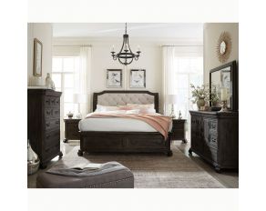 Bellamy Sleigh Storage Bedroom Set in Peppercorn