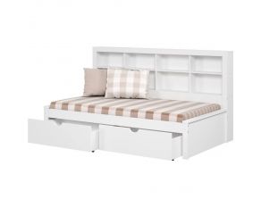 Youth Twin Bookcase Daybed with Dual Underbed Drawers in White