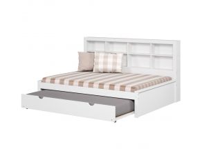 Youth Full Bookcase Daybed with Twin Trundle Bed in White