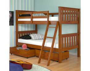 Mission Twin over Twin Bunk Bed with Dual Underbed Drawers in Light Espresso