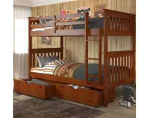 Mission Twin over Twin Bunk Bed with Dual Underbed Storage in Light Espresso