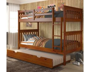 Mission Twin over Twin Bunk Bed with Twin Trundle in Light Espresso