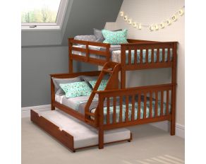 Mission Twin over Full Bunk Bed with Twin Trundle in Light Espresso