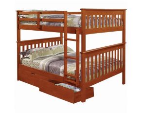 Mission Full over Full Bunk Bed with Dual Underbed Drawers in Light Espresso