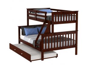 Mission Twin over Full Bunk Bed with Twin Trundle in Dark Cappuccino