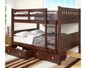 Mission Full over Full Bunk Bed with Dual Underbed Storage in Dark Cappuccino