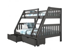 Mission Twin over Full Bunk Bed with Dual Underbed Drawers in Dark Grey