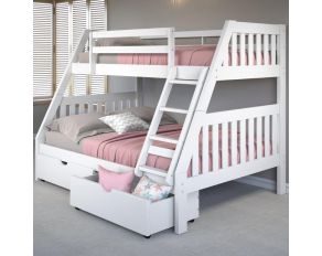 Mission Twin over Full Bunk Bed with Dual Underbed Drawers in White