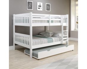 Mission Full over Full Bunk Bed with Twin Trundle Bed in White