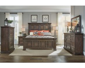 Big Valley Panel Bedroom Collection in Brownstone Finish with Heavy Distressing