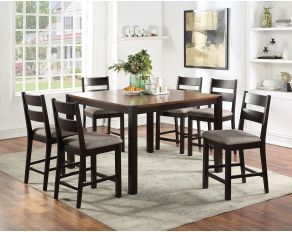 Valdor Counter Height Dining Set in Dark Oak and Espresso