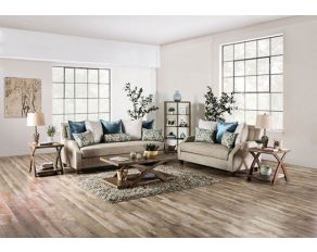 Catarina Living Room Set in Beige and Teal