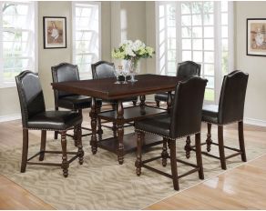 Crown Mark Langley Counter Height Dining Set in Leather