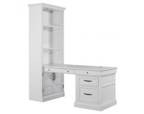 Shoreham Bookcase with Peninsula Desk in Effortless White