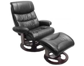 Barcalounger Dawson Pedestal Recliner/Ottoman in Frampton-Black