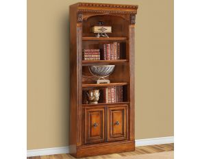 Huntington 32 Inch Open Top Bookcase in Antique Vintage Pecan