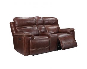 Fresno 2X Power Leather Console Loveseat in Brown