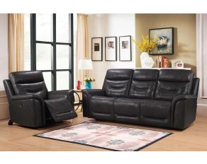 Bullard 2X Power Leather Living Room Set in Grey