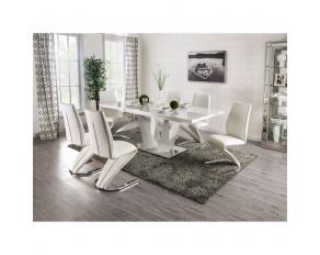 Zain Dining Set in White Chrome