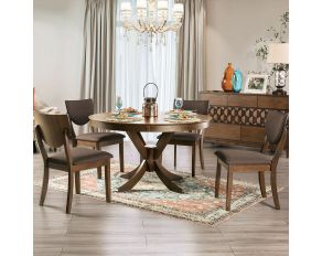 Marina I Round Dining Set in Walnut Dark Chocolate