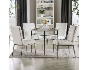 Serena Round Dining Set in White Chrome