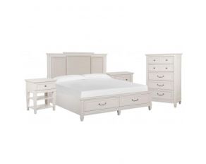 Willowbrook Upholstered Panel Storage Bedroom Set in Egg Shell White