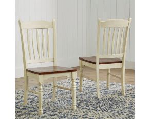 British Isles Slatback Side Chair Set of 2 in Merlot and Buttermilk