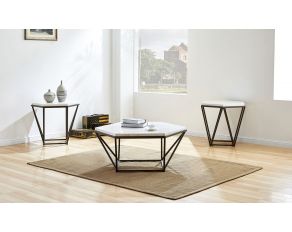 Corvus Marble Top Occasional Table Set in White and Coffee