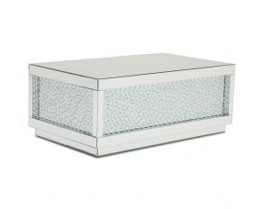 AICO Montreal Rect Silver Mirrored Cocktail Table with Crystals