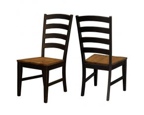 Stormy Ridge Set of 2 Ladderback Chairs in Chicory and Slate Black